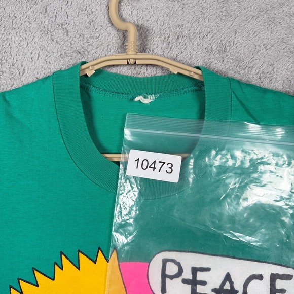 Vintage The Simpsons Shirt Mens Large Green Bart Peace Man 1990 Single Stitch * - Picture 11 of 11
